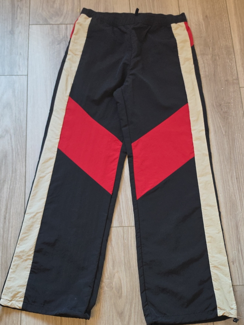 Track Pants with Red Chevron and Cream Side Stripes